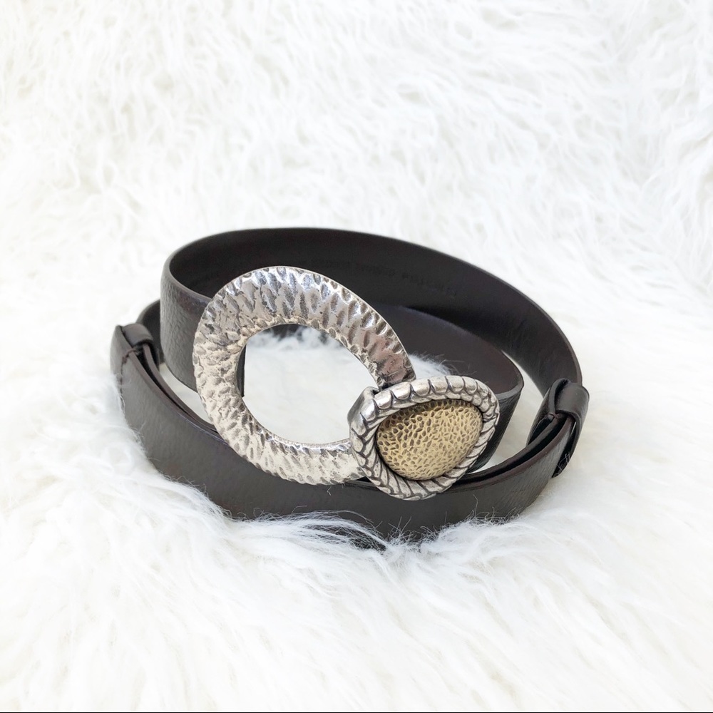 Chico’s Brown Leather Extendable Belt Size…